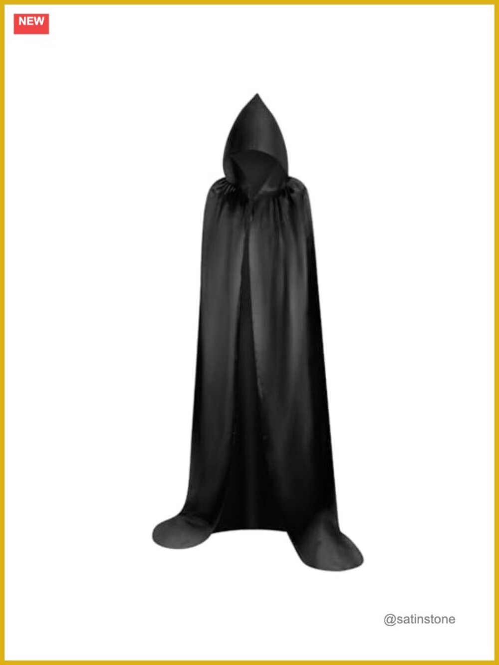 Unisex Satin Hooded Cloak Robe Full Length Cape Halloween Costume